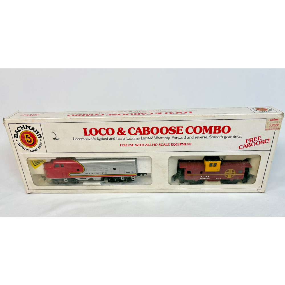 Bachmann Loco & Caboose Combo Santa Fe Model Train Set HO Untested Used
